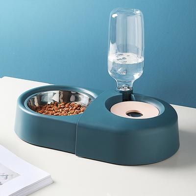 Show full view: HANAMYA Dog & Cat Automatic Waterer & Stainless Steel Bowl, Blue slide 2 of 10