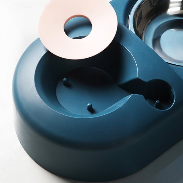 Show full view: HANAMYA Dog & Cat Automatic Waterer & Stainless Steel Bowl, Blue slide 6 of 10