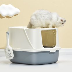 HANAMYA Flip-Top Jumbo Cat Litter Box with Scoop