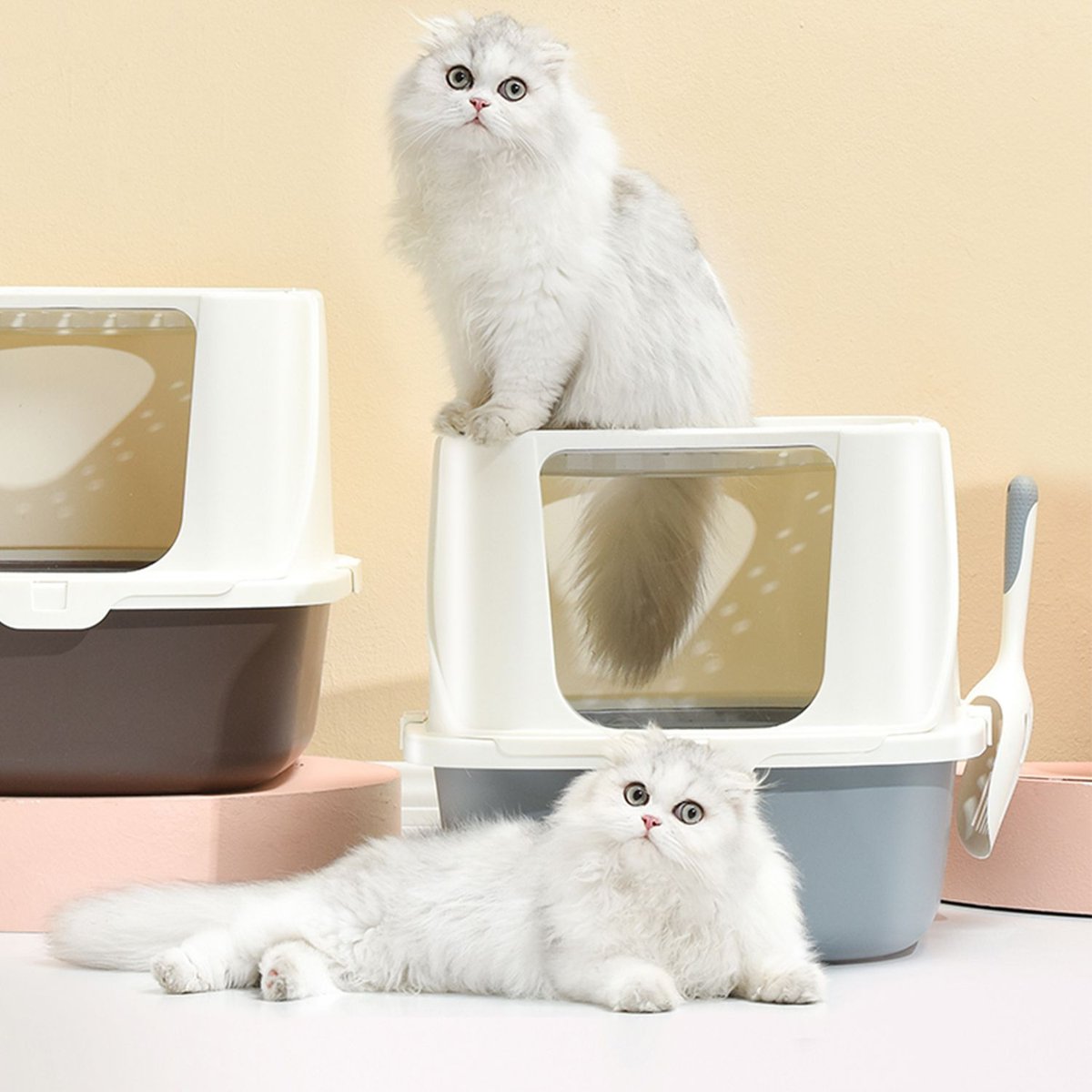 HANAMYA Flip-Top Jumbo Cat Litter Box with Scoop