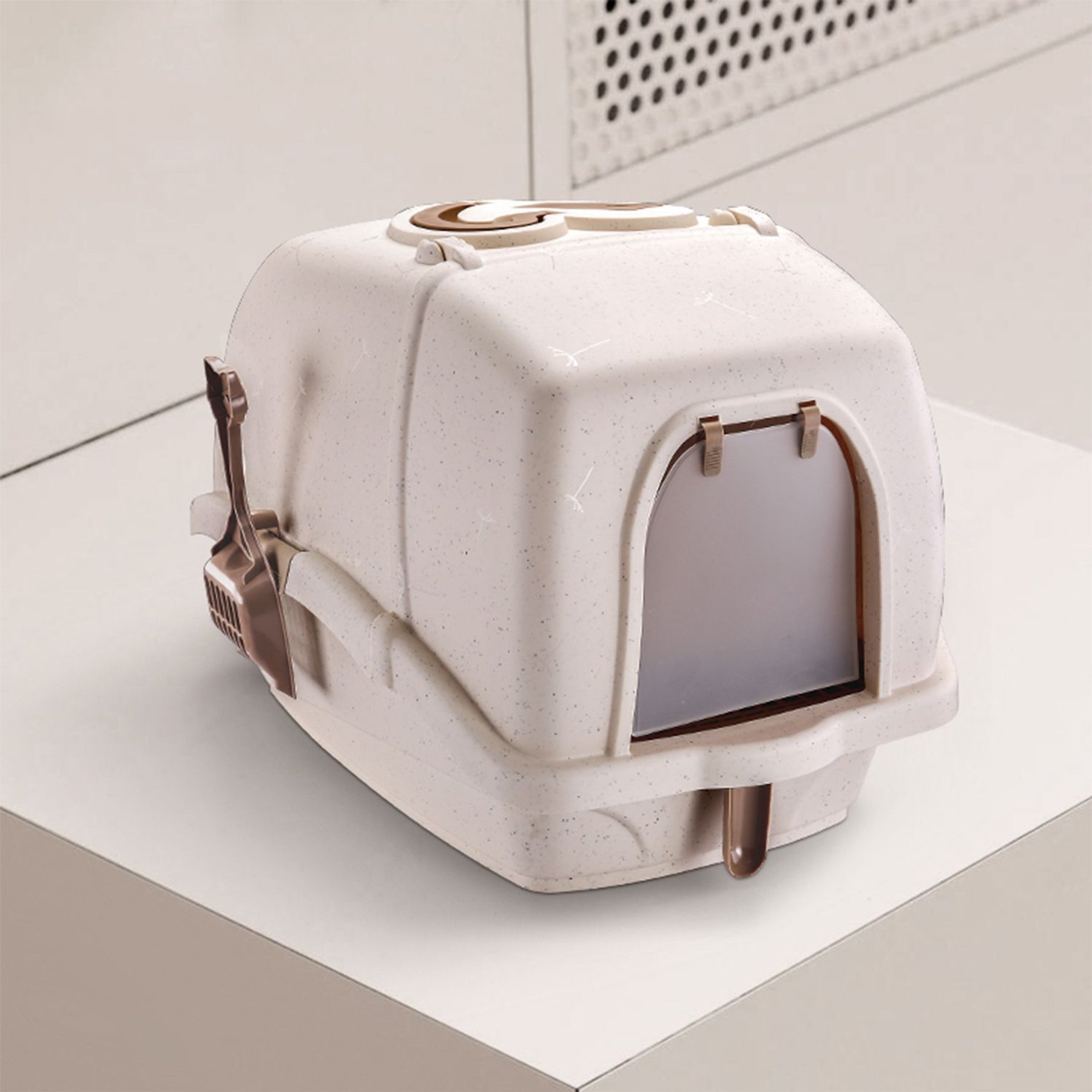 HANAMYA Front Entry Large Cat Litter Box with Scoop