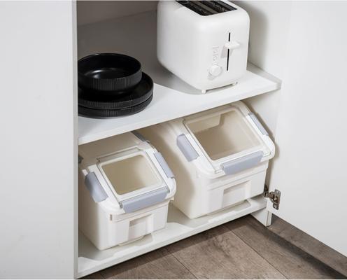 Show full view: HANAMYA Pet Food Storage Container with Measuring Cup, White & Gray, 10-lb, 1 count slide 4 of 10