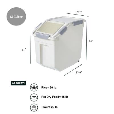 Show full view: HANAMYA Pet Food Storage Container with Measuring Cup, White & Gray, 15-lb, 1 count slide 3 of 11