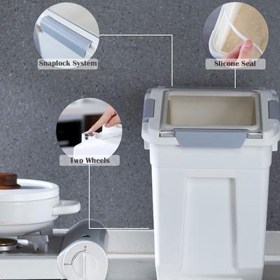 Show full view: HANAMYA Pet Food Storage Container with Measuring Cup, White & Gray, 15-lb, 1 count slide 4 of 11