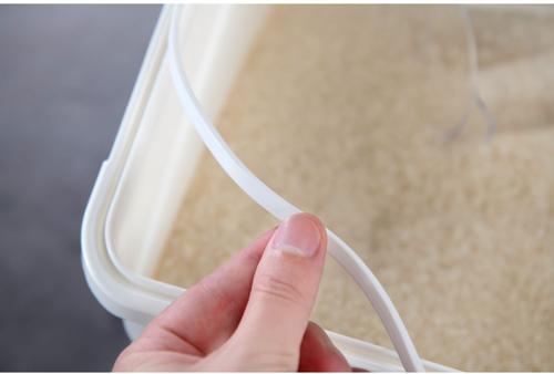 Show full view: HANAMYA Pet Food Storage Container with Measuring Cup, White & Gray, 15-lb, 1 count slide 7 of 11