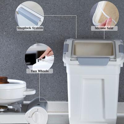 Show full view: HANAMYA Pet Food Storage Container with Measuring Cup, White & Gray, 27-lb, 1 count slide 2 of 10