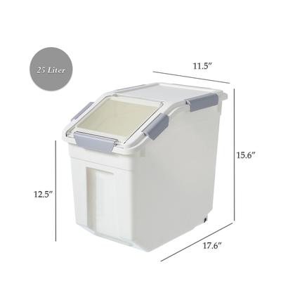 Show full view: HANAMYA Pet Food Storage Container with Measuring Cup, White & Gray, 27-lb, 1 count slide 3 of 10