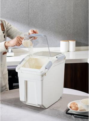 Show full view: HANAMYA Pet Food Storage Container with Measuring Cup, White & Gray, 27-lb, 1 count slide 5 of 10