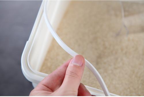 Show full view: HANAMYA Pet Food Storage Container with Measuring Cup, White & Gray, 27-lb, 1 count slide 7 of 10