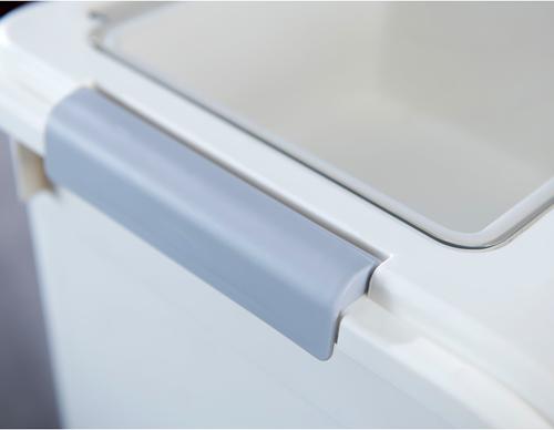 Show full view: HANAMYA Pet Food Storage Container with Measuring Cup, White & Gray, 27-lb, 1 count slide 8 of 10