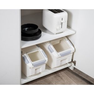 HANAMYA Pet Food Storage Container with Measuring Cup, White & Gray, 33-L, 1 count
