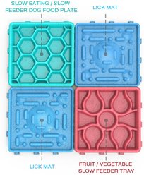HANAMYA Slow Treat Dispensing Dog & Cat Mat, Red, Turquoise Blue & Sky Blue slide 2 of 9