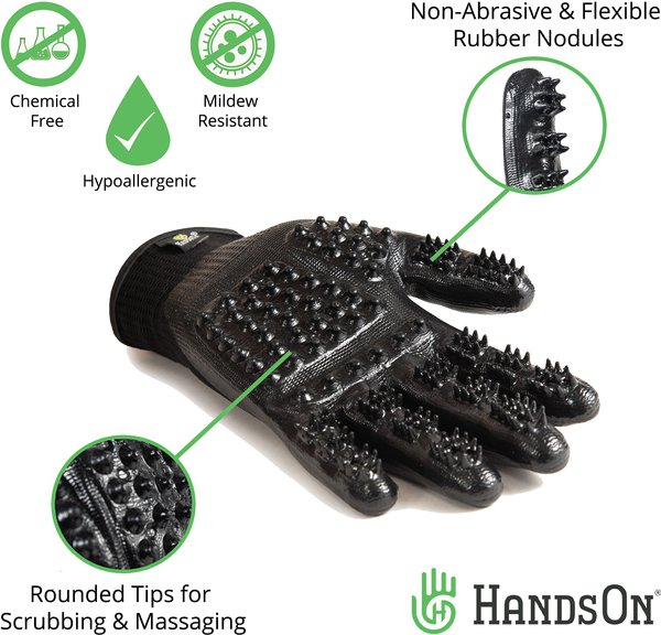 Show full view: HandsOn All-In-One Pet Bathing & Grooming Gloves, Black, Small slide 2 of 9