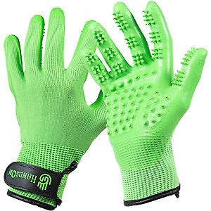 HandsOn All-In-One Pet Bathing & Grooming Gloves, Green, Junior