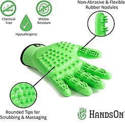 HandsOn All-In-One Pet Bathing & Grooming Gloves, Green, Small slide 2 of 6