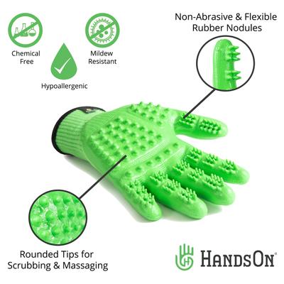 Show full view: HandsOn All-In-One Pet Bathing & Grooming Gloves, Green, Small slide 2 of 8