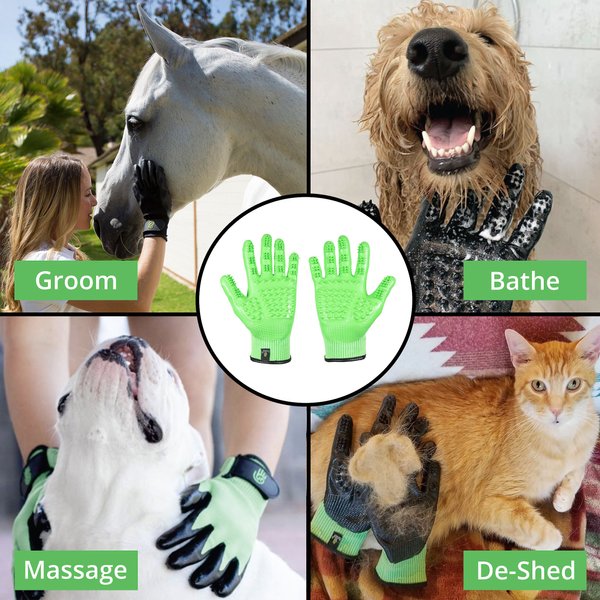 Show full view: HandsOn All-In-One Pet Bathing & Grooming Gloves, Green, Small slide 5 of 8