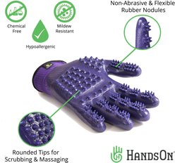 HandsOn All-In-One Pet Bathing & Grooming Gloves, Purple, Medium slide 2 of 6