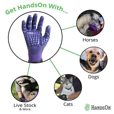 Show full view: HandsOn All-In-One Pet Bathing & Grooming Gloves, Purple, Medium slide 3 of 8