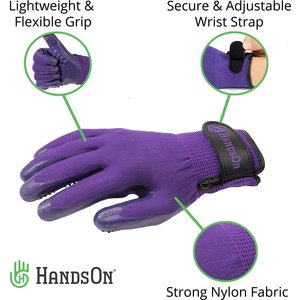 HandsOn All-In-One Pet Bathing & Grooming Gloves, Purple, Medium