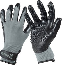 HandsOn Dog, Cat, Horse & Small Pet Shedding, Bathing, Grooming Gloves, Gray, Medium
