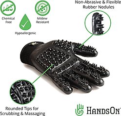 HandsOn Dog, Cat, Horse & Small Pet Shedding, Bathing, Grooming Gloves, Gray, Medium slide 2 of 6