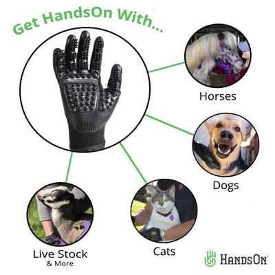 Show full view: HandsOn Dog, Cat, Horse & Small Pet Shedding, Bathing, Grooming Gloves, Gray, Small slide 3 of 4