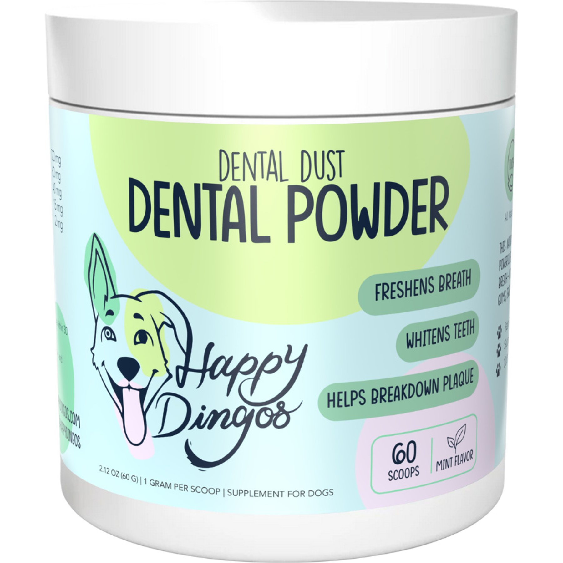Happy Dingos Dental Dust Powder Supplement for Dogs, 4-oz can