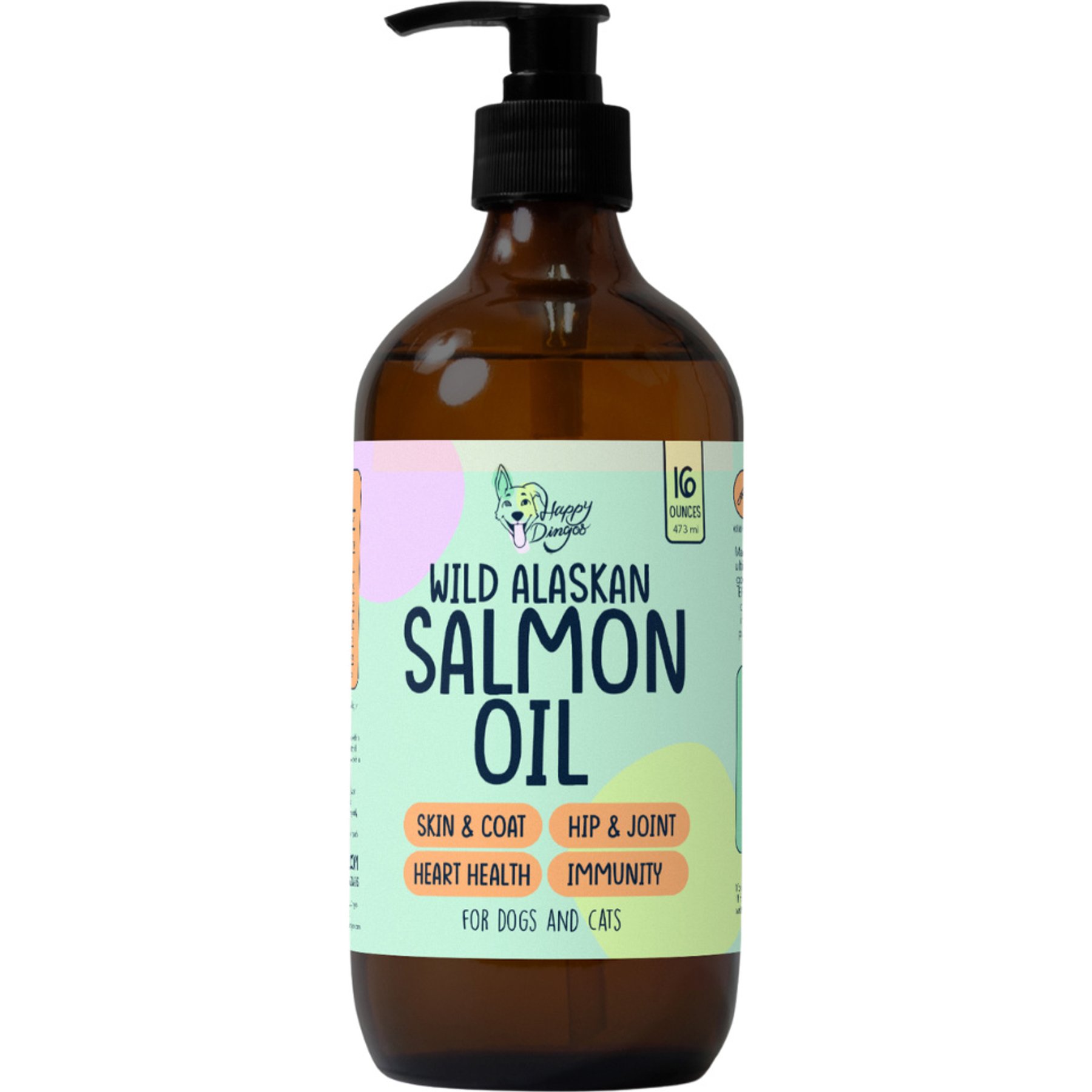 Happy Dingos Wild Alaskan Salmon Oil Liquid Supplement for Dogs, 16-fl oz bottle
