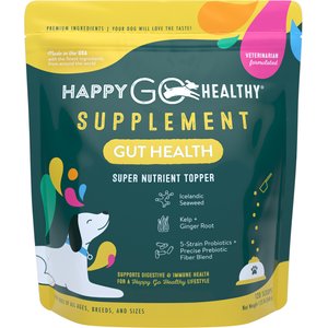 Happy Go Healthy Gut Health Turkey Flavored Supplement for Large Breed Dogs, 120 Scoops