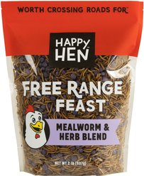 Happy Hen Treats Free Range Feast Mealworm & Herb Blend Chicken Treats, 2-lb jar
