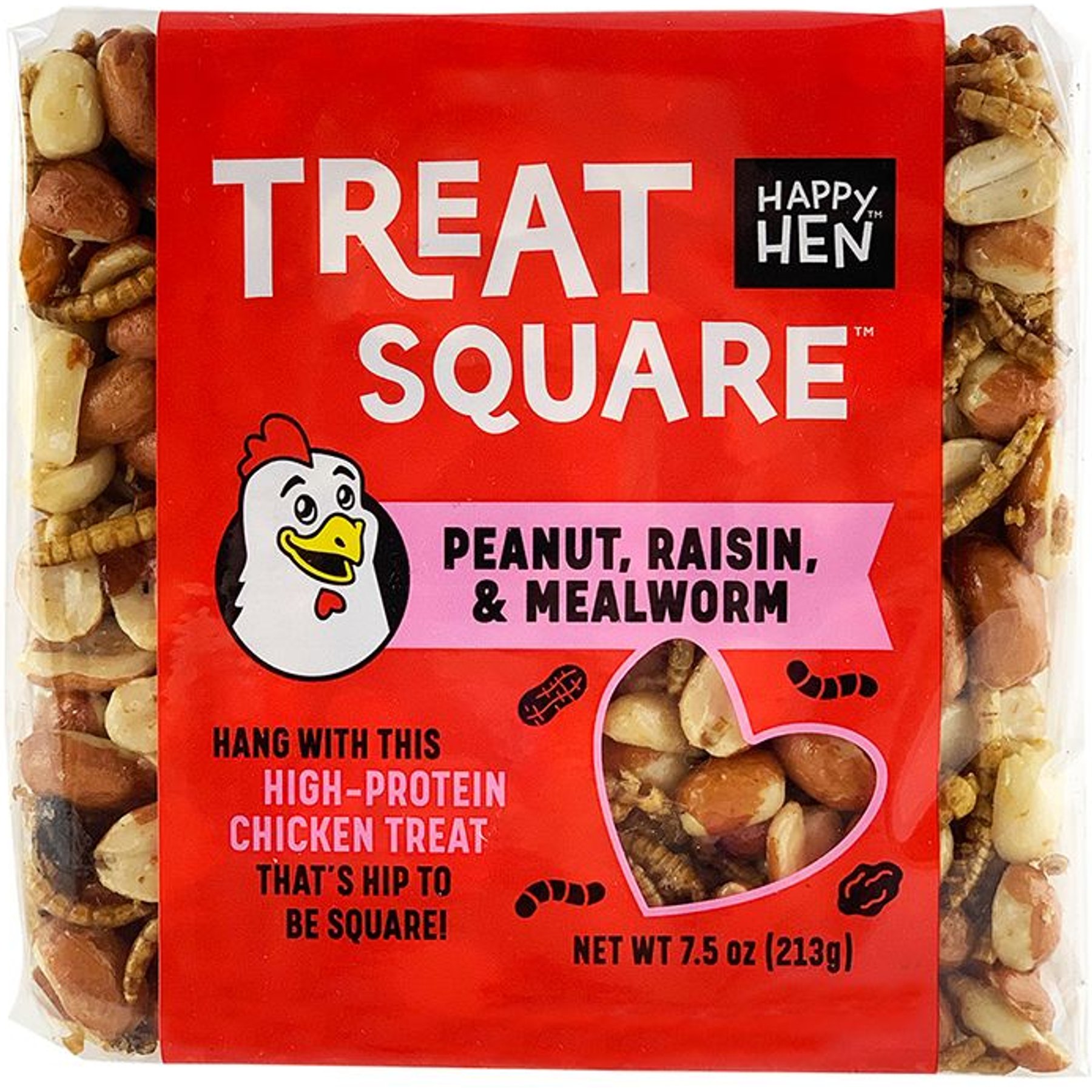 Happy Hen Treats Mealworm & Peanut Treat Square for Chickens, 7.5-oz
