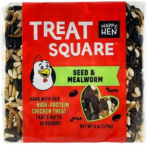 Happy Hen Treats Mealworm & Seeds Chicken Treat Square, 6-oz bar
