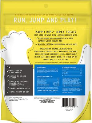 Show full view: Happy Hips Jerky Chicken Recipe Grain-Free Dog Treats, 12-oz bag slide 3 of 7