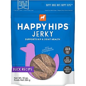 Happy Hips Jerky Duck Recipe Grain-Free Dog Treats, 10-oz bag