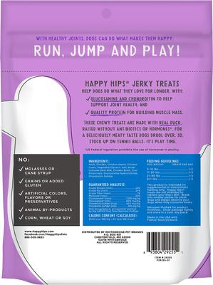 Show full view: Happy Hips Jerky Duck Recipe Grain-Free Dog Treats, 10-oz bag slide 3 of 7
