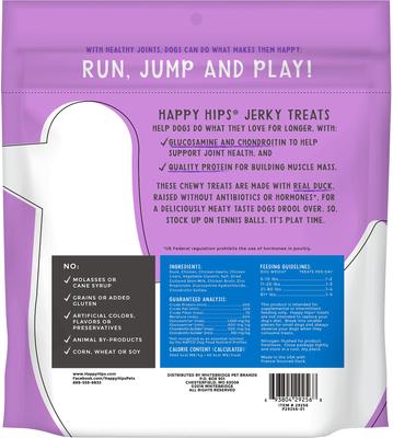 Show full view: Happy Hips Jerky Duck Recipe Grain-Free Dog Treats, 20-oz bag slide 3 of 7