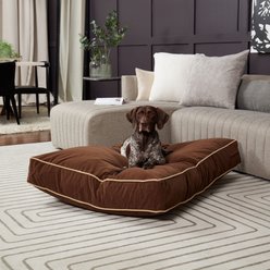 Happy Hounds Bailey Rectangle Pillow Dog Bed with Removable Cover, Cocoa, Large