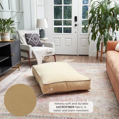 Show full view: Happy Hounds Bailey Rectangle Pillow Dog Bed with Removable Cover, Cream, Medium slide 7 of 9