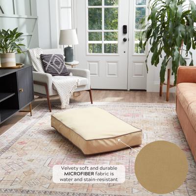 Show full view: Happy Hounds Bailey Rectangle Pillow Dog Bed with Removable Cover, Cream, Small slide 7 of 9