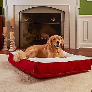 Happy Hounds Bailey Rectangle Pillow Dog Bed with Removable Cover, Crimson, Large