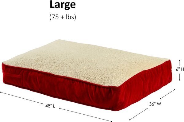 Show full view: Happy Hounds Bailey Rectangle Pillow Dog Bed with Removable Cover, Crimson, Large slide 6 of 7