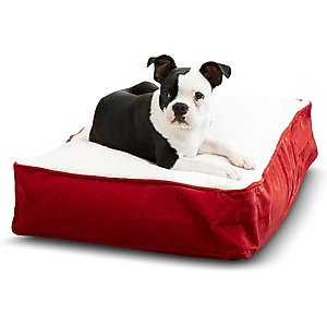 Happy Hounds Bailey Rectangle Pillow Dog Bed with Removable Cover, Crimson, X-Small