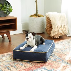 Happy Hounds Bailey Rectangle Pillow Dog Bed with Removable Cover, Denim, X-Small