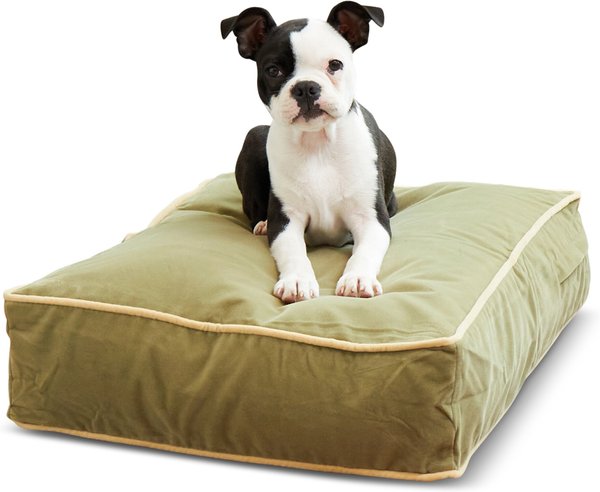 Show full view: Happy Hounds Bailey Rectangle Pillow Dog Bed with Removable Cover, Moss, X-Small slide 1 of 7