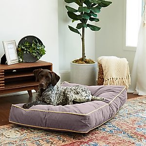 Happy Hounds Bailey Rectangle Pillow Dog Bed with Removable Cover, Smoke, Medium