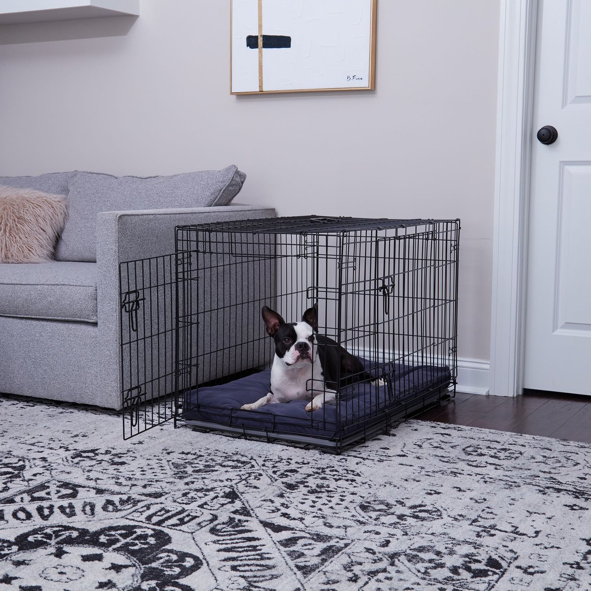 Happy Hounds Carson Deluxe Dog Crate Pad, Denim, 36-in