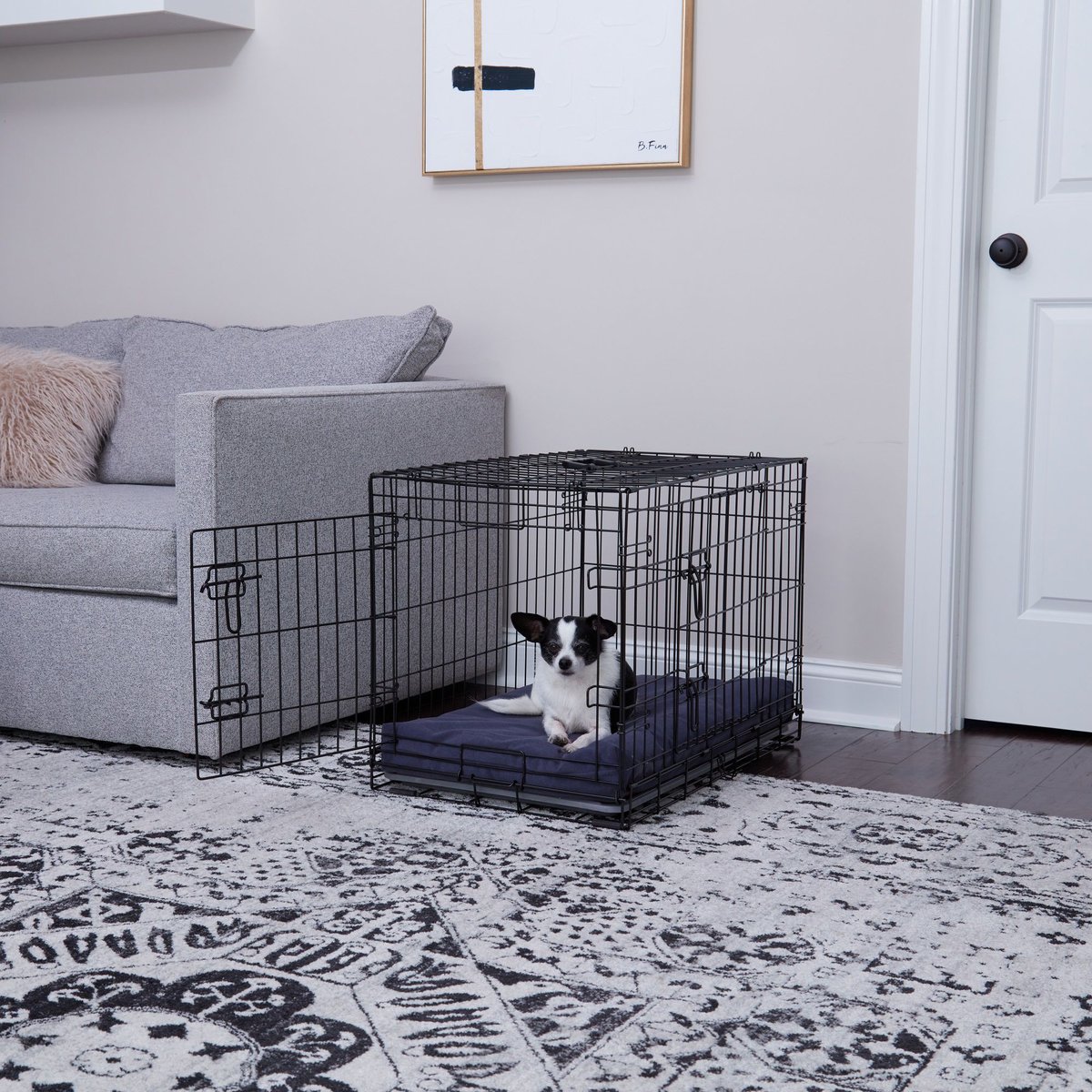 Happy Hounds Carson Deluxe Dog Crate Pad, Denim, 30-in