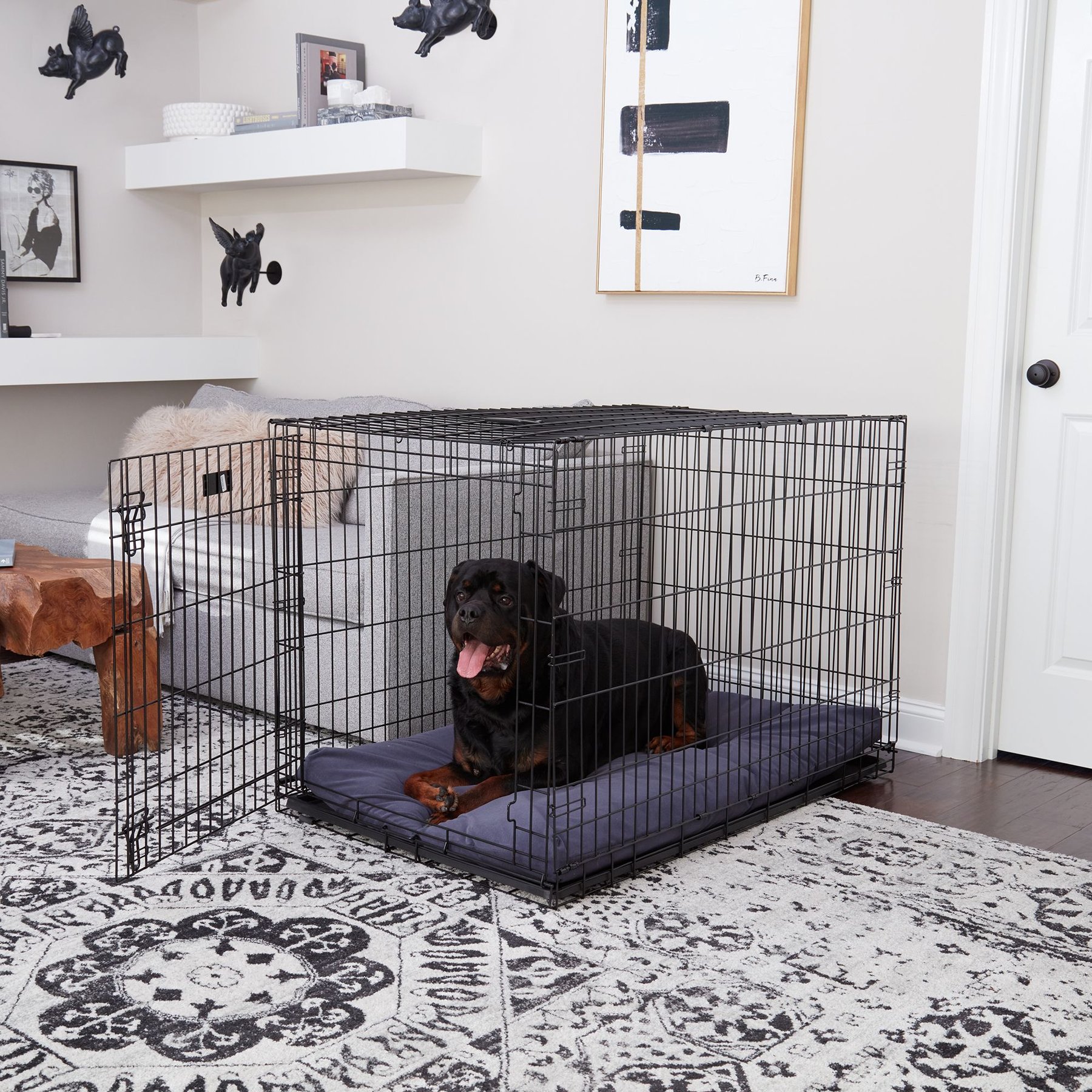 Happy Hounds Carson Deluxe Dog Crate Pad, Denim, 48-in