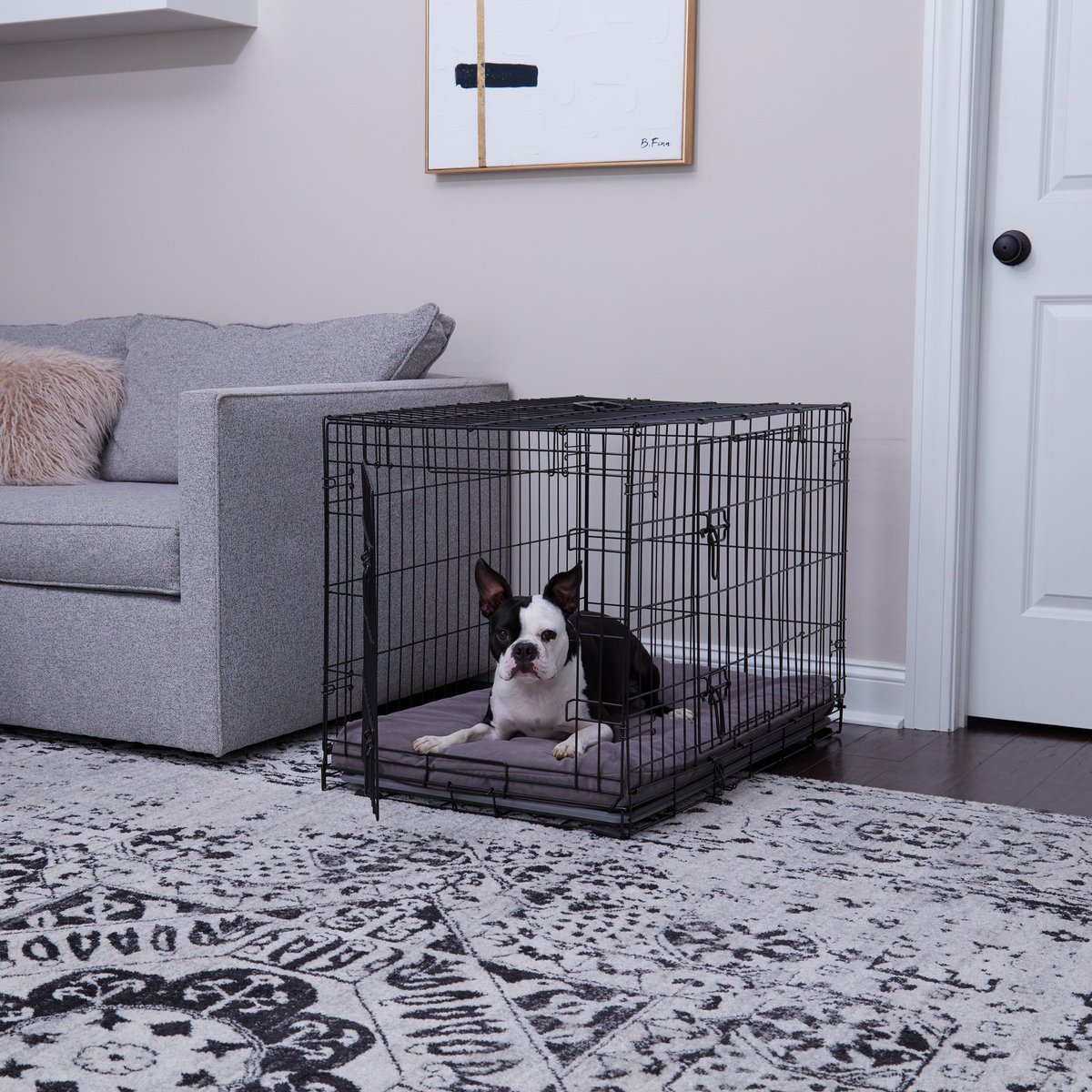 Happy Hounds Carson Deluxe Dog Crate Pad, Gray, 36-in